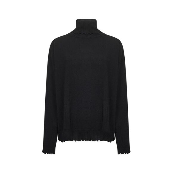 Uma Wang Women Black Cashmere Cut-Out Turtleneck Sweater